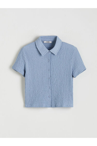 LC Waikiki Cămașă pentru femei cu textura indigo