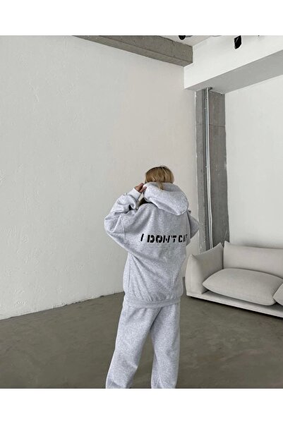 TONASSTORE Embroidered Three Thread Sweat Suit - Gray