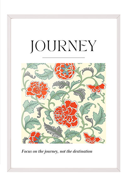 Zestia Tablou cu ramă albă, text floral cu tematică de călătorie, poster deco...