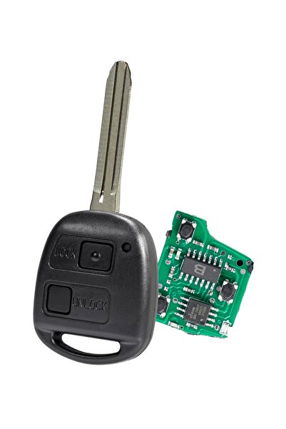 TECHSTAR Cheie auto programabilă 433MHz, cu 2 butoane, cip ID67, compatibilă cu Toyota Yaris, Rav4,