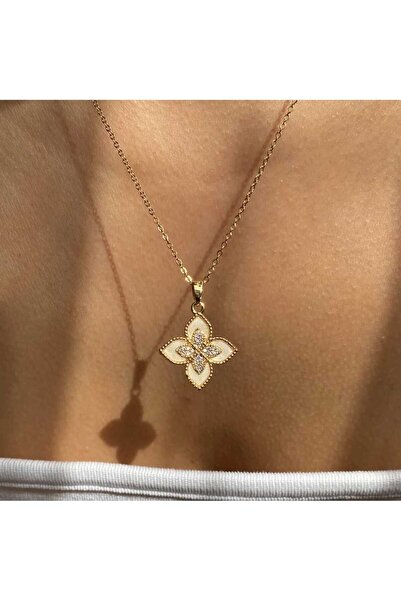 vogutima قلادة نسائية من الفولاذ - نموذج البرسيم ذو 4 أوراق لون ذهبي • في صند...