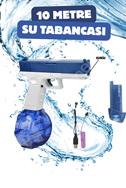 welcomein 8-10 Metre Su Atan Işıklı 550ml ve 150ml Kapasiteli Su Silahı Otomatik Şarjlı Güçlü Su Tabancası