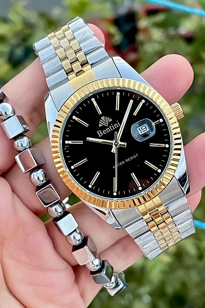 Bentini Original 2 Years Warranty Steel Men's Wrist Watch and Bracelet