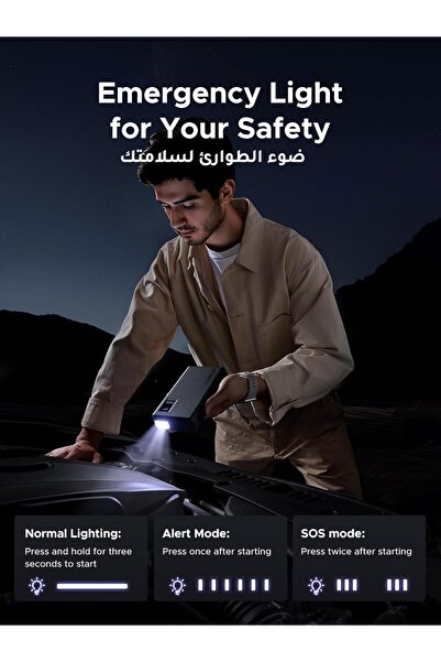 Ugreen 1000A Power Bank Jump Starter, 12000mAh Portable Battery Booster with Smart Jump Cables, LED