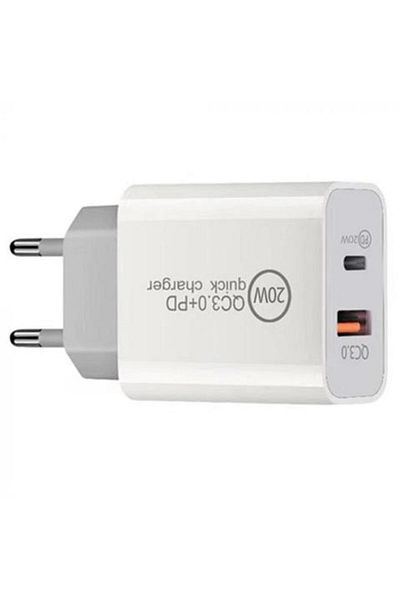 lemontti LEMONTTI phone charger, USB Type-C + USB, Quick Charge 20 W, white