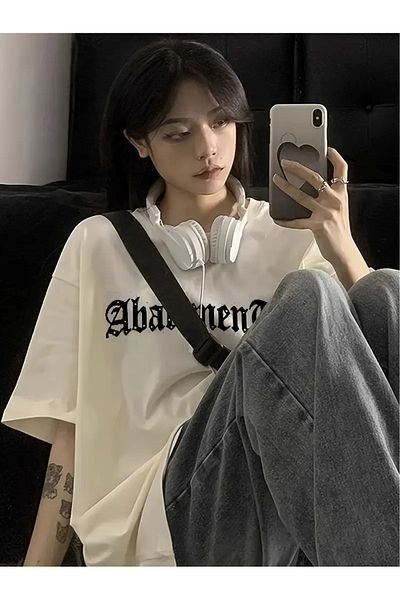 Touz Moda Spiderweb Paint Printed Unisex Oversize T-Shirt