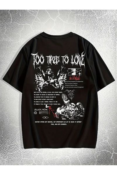 Touz Moda Gothic Skeleton Printed Unisex Oversize T-Shirt