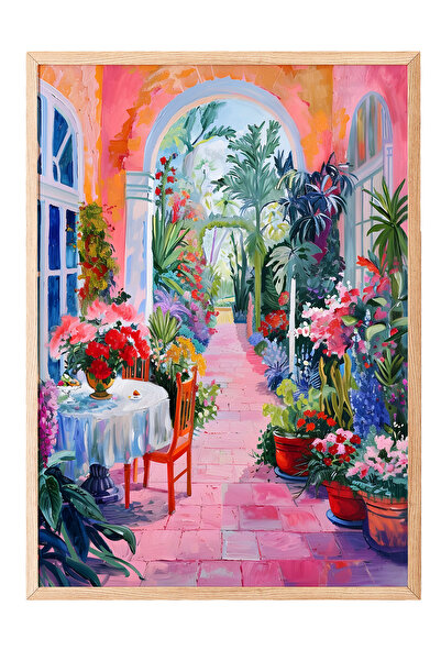 Zestia Tablou cu ramă din lemn, peisaj urban colorat, poster decorativ pentru...