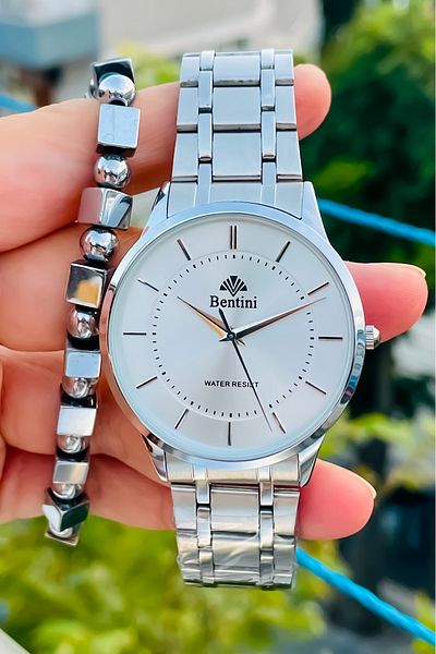 Bentini Original 2 Year Warranty Steel Men's Watch and Bracelet