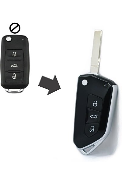 TECHSTAR Carcasă cheie auto modificată, 3 butoane, compatibilă cu Volkswagen Golf 5, Passat B6, Touran,