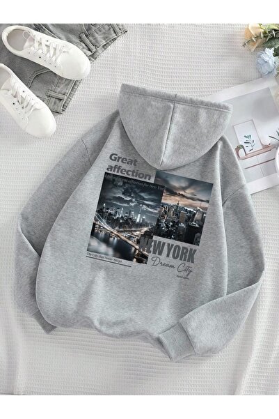 Josette Φούτερ Νέα Υόρκη με τύπωμα με κουκούλα oversized