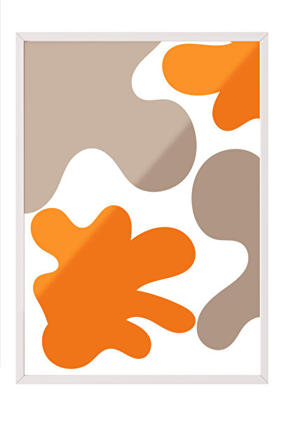 Zestia Tablou înrămat alb, model abstract portocaliu și bej, poster decorativ...
