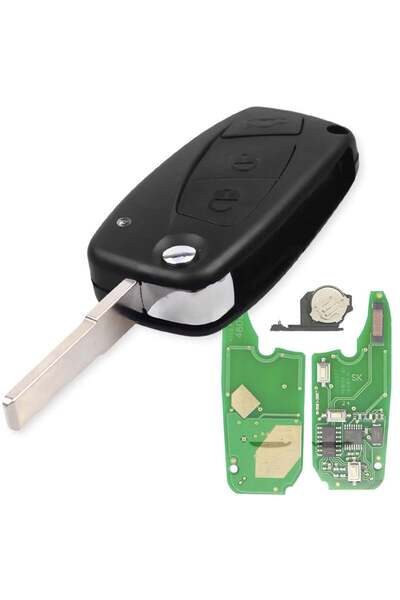 TECHSTAR Complete Car Key Compatible with Fiat Bravo, Stilo, Linea, Ducato, Lancia Ypsilon, Peugeot Boxer,