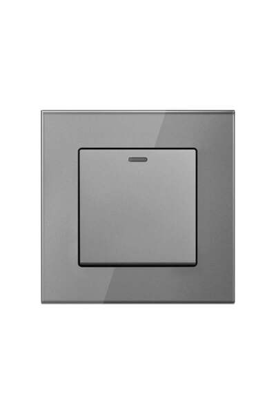 TECHSTAR Întrerupător pentru scară cu panou din sticlă securizată Techstar® TGS 01, 220V, 16A, 86 x 86 mm, gri, 1 modul