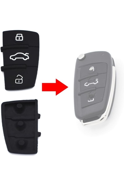 TECHSTAR Set butoane din cauciuc pentru cheie Audi A3, A4, A5, A6, A8, Q5, Q7 - cu 3 butoane