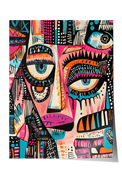 Zestia Poster fără ramă, design colorat cu față abstractă, Poster decorativ p...