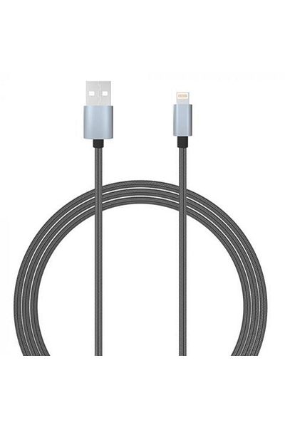 lemontti USB to MFI Lightning phone cable, gray, 1.5 meters, with textile braid