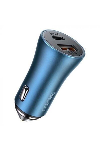 Baseus BASEUS car phone charger, fast charging, blue, USB and USB Type-C