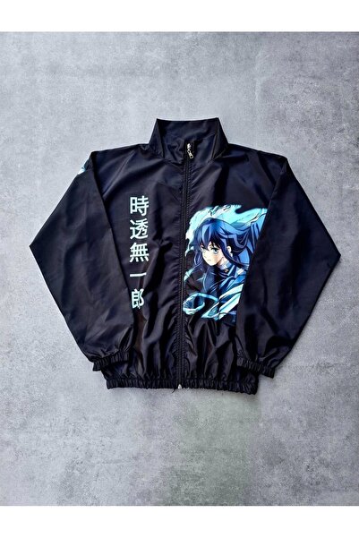 IVORA WEAR Zippered Digital Printed Windbreaker - Black