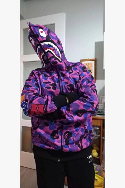 IVORA WEAR Two Thread Zippered Embroidered Hooded Cardigan - Purple