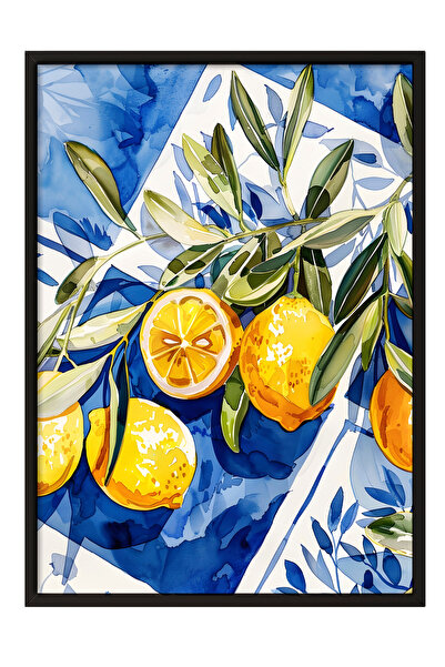 Zestia Πίνακας με μαύρο πλαίσιο, Κλαδιά λεμονιού, Διακοσμητική αφίσα κουζίνας...