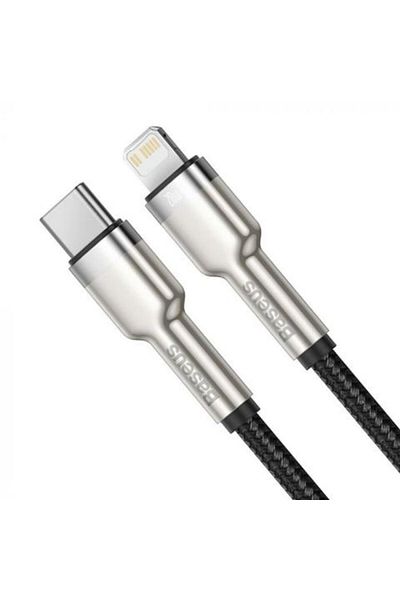 Baseus CAFULE phone cable, USB Type-C to Lightning, black, 1 meter, with textile braid