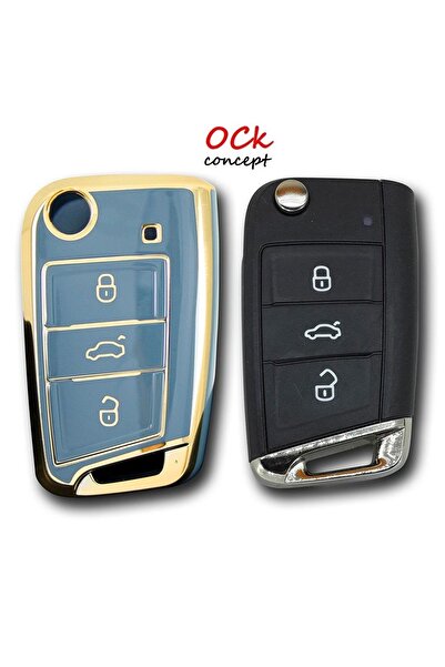 ock concept فولكس واجن سيات سكودا MQB Sustalı BOX رمادي حافظة مفتاح السيارة ع...