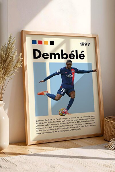 Saturn Tablou înrămat Ousmane Dembele - Poster de fotbalist înrămat decorativ