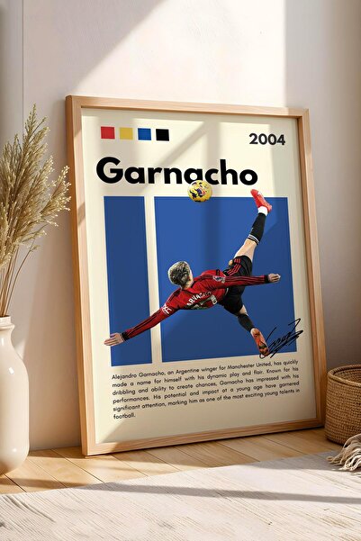 Saturn Tablou înrămat Alejandro Garnacho - Poster de fotbalist înrămat decorativ