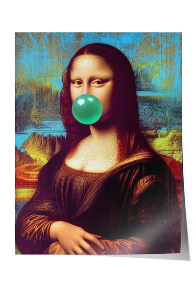 Zestia Poster fără ramă, Mona Lisa Gum Mizahic Design, Poster decorativ pentr...