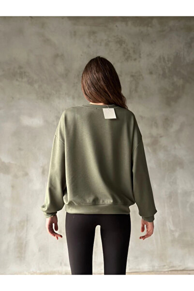 mzpkartan Φούτερ Oversize με λαιμόκοψη από μαλακό ύφασμα Osy Modal - Χακί