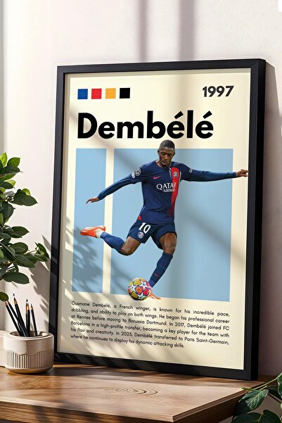 Saturn Tablou înrămat Ousmane Dembele - Poster de fotbalist înrămat decorativ