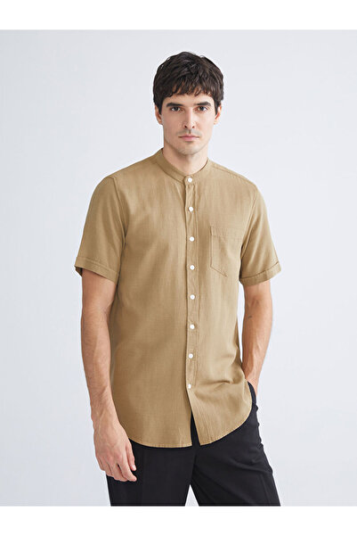 LC Waikiki Cămașă din popelin cu mânecă scurtă, cu guler înalt și croială reg...