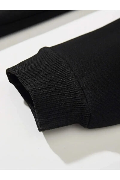 Touz Moda Ζακέτα με κουκούλα με φερμουάρ Star Printed Oversize Μαύρη Unisex