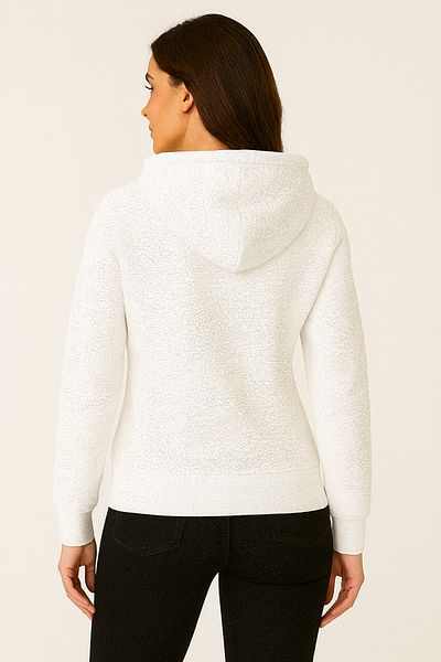 CLASSY.MODA Women's Hooded Pocket Oversize Three Thread Fabric Sweatshirt Daily Casual Model