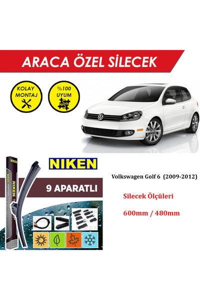 MeyZone Volkswagen VW Golf 6 Ön Cam Silecek Takımı (2009-2012)