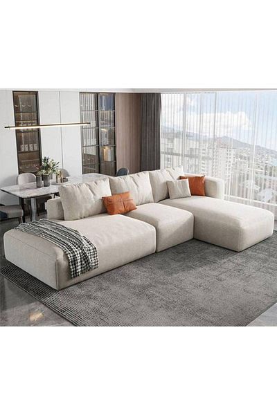 BIZ NAS Luxury Beige Sofa for Living Room
