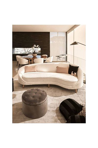 BIZ NAS Modern Beige Velvet Sofa