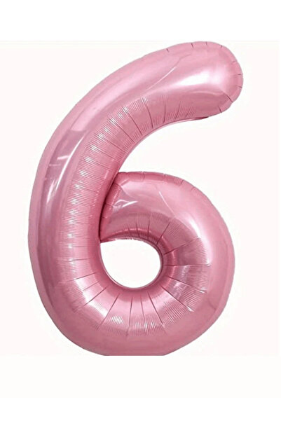Bunloon 6 Rakam Pembe Renk Dev Folyo Balon 76 cm Doğum Günü Parti Süsleme