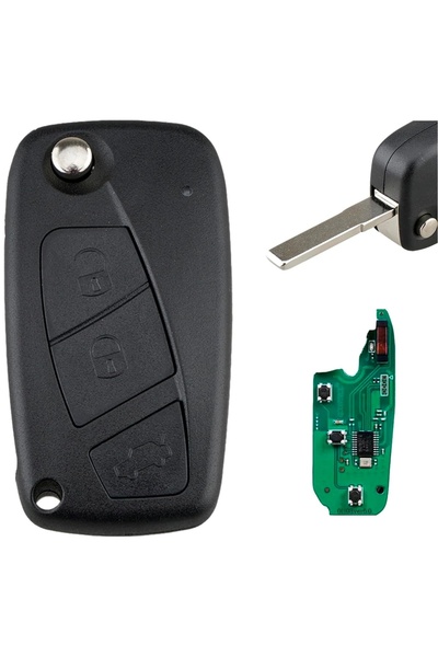 TECHSTAR Fully Programmable Car Key 433MHz, with 3 buttons, compatible with Fiat Qubo, Fiorino, Doblo,