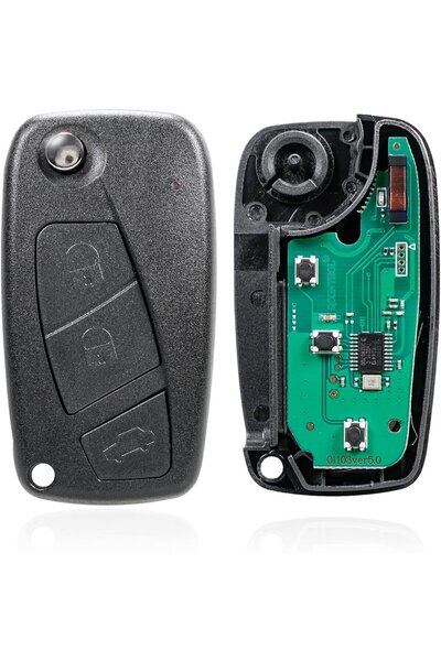 TECHSTAR Fully Programmable Car Key 433MHz, with 3 buttons, compatible with Fiat Qubo, Fiorino, Doblo,
