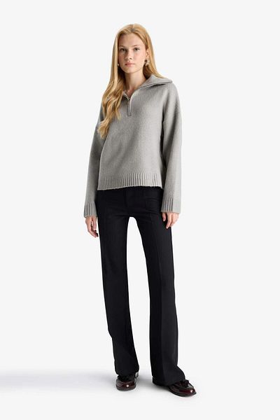 DeFacto Oversize Wide Fit Polo Neck Zipper Sweater A8180Ax25Wn