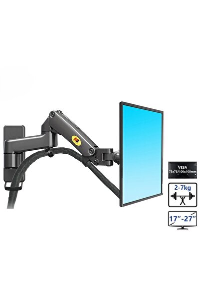 ALYTECH NB F150 Ergonomik Gaz Yaylı Duvar Tipi Amörtisörlü Monitör Askı Apara...