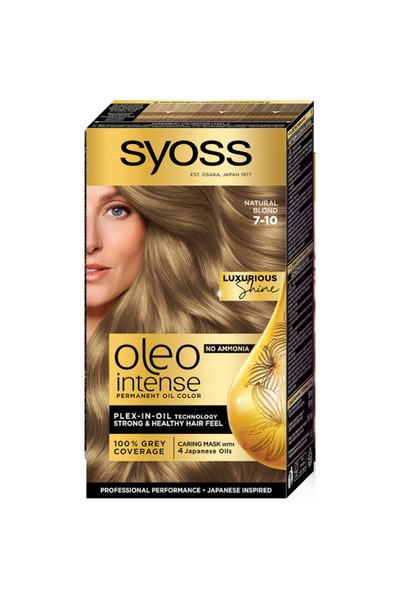 Syoss Color Oleo Intense Permanent Hair Dye, 7-10 Blonde, Ammonia-Free - Pack of 3