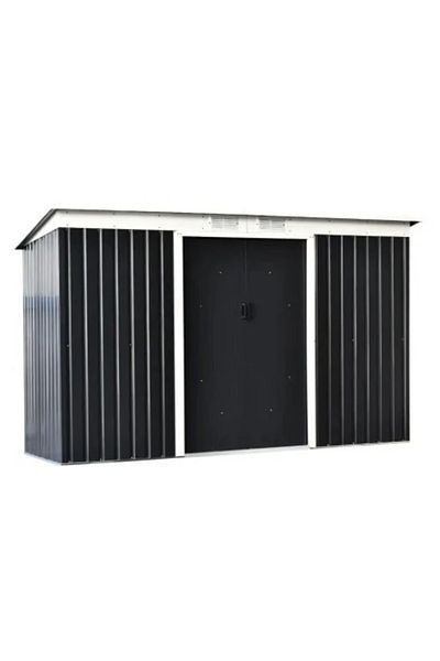 ART Garden Shed/Storage for Tools, Steel and PP, Dark Grey, 280 x 130 x 172 cm