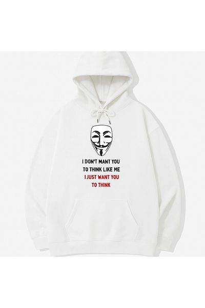 CLASSY.MODA Hooded Oversize 3 Thread Mask Printed Sweatshirt
