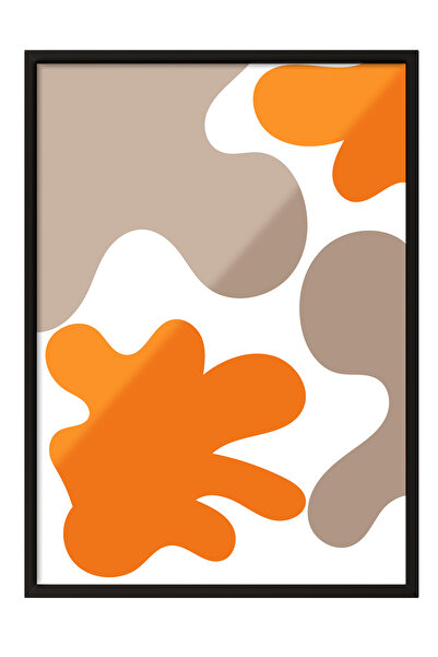 Zestia Tablou cu ramă neagră, model abstract portocaliu și bej, poster decora...