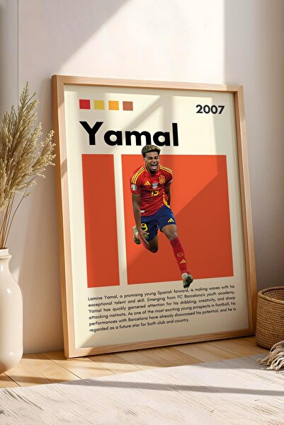 Saturn Lamine Yamal Çerçeveli Tablo - Dekoratif Çerçeveli Futbolcu Poster Tablo
