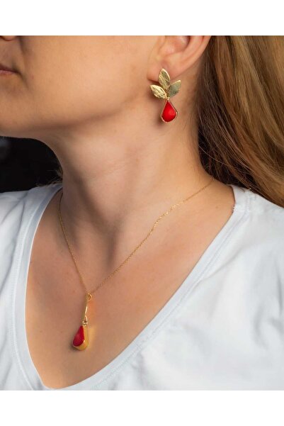 BADE SILVER Mercan taşlı gümüş küpe