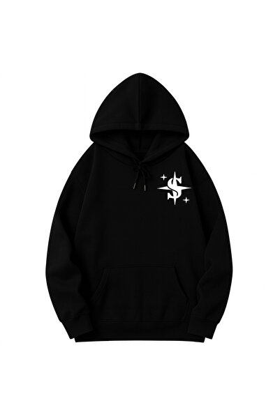 CLASSY.MODA Φούτερ Unisex με κουκούλα με 3 κλωστές Oversize Minimal printed